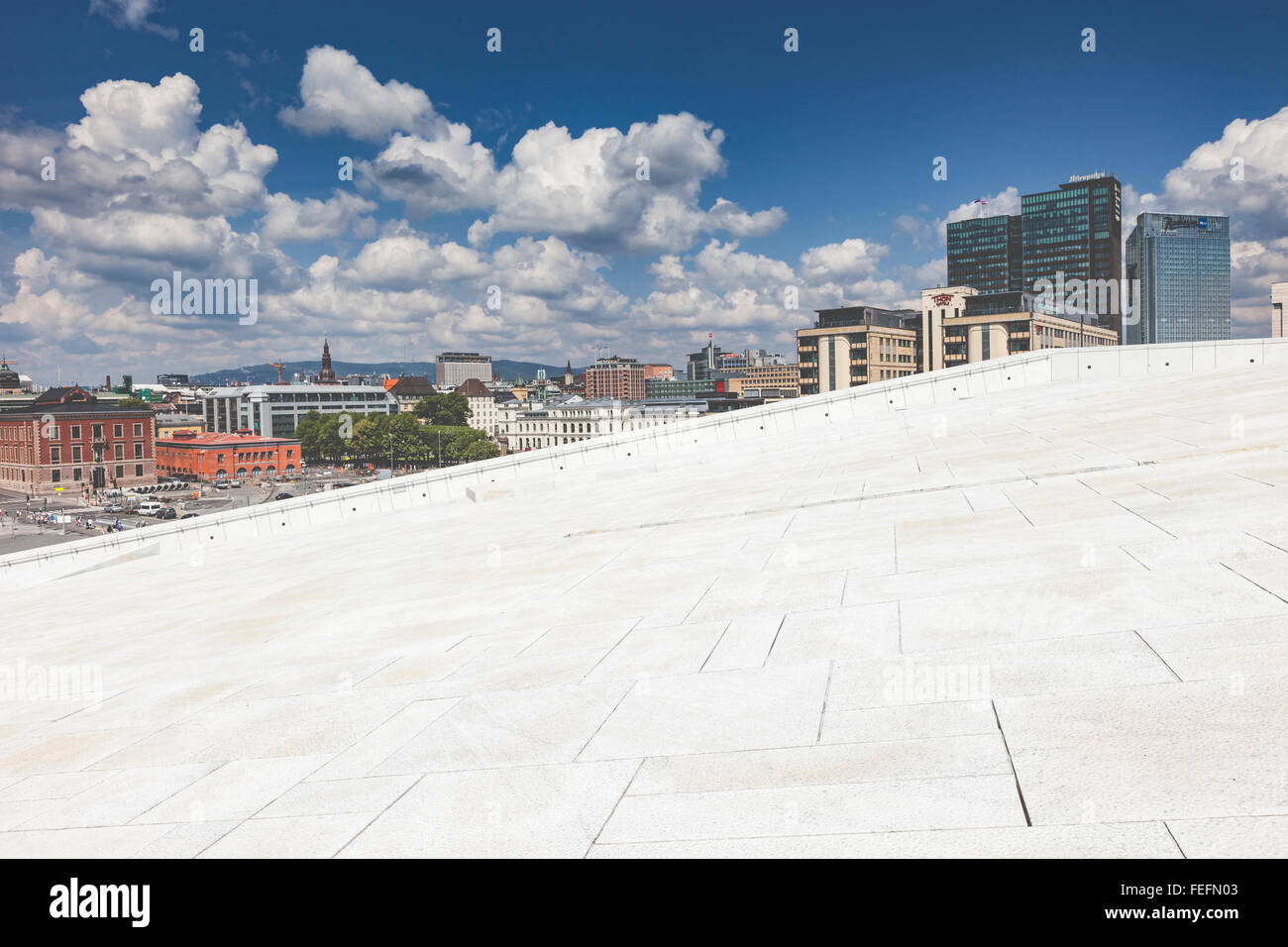 OSLO, NORWAY - JULY 09: View on a side of the National Oslo Opera House on July 09, 2014 in Oslo, Norway Stock Photo