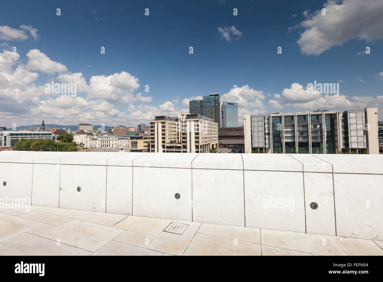 OSLO, NORWAY - JULY 09: View on a side of the National Oslo Opera House on July 09, 2014 in Oslo, Norway Stock Photo