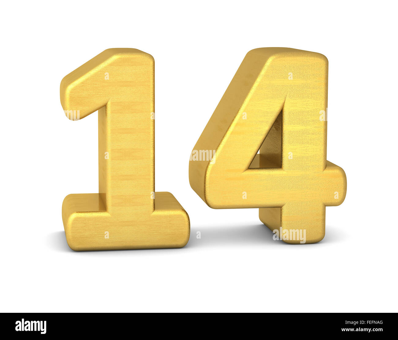 3d number 14 gold Stock Photo