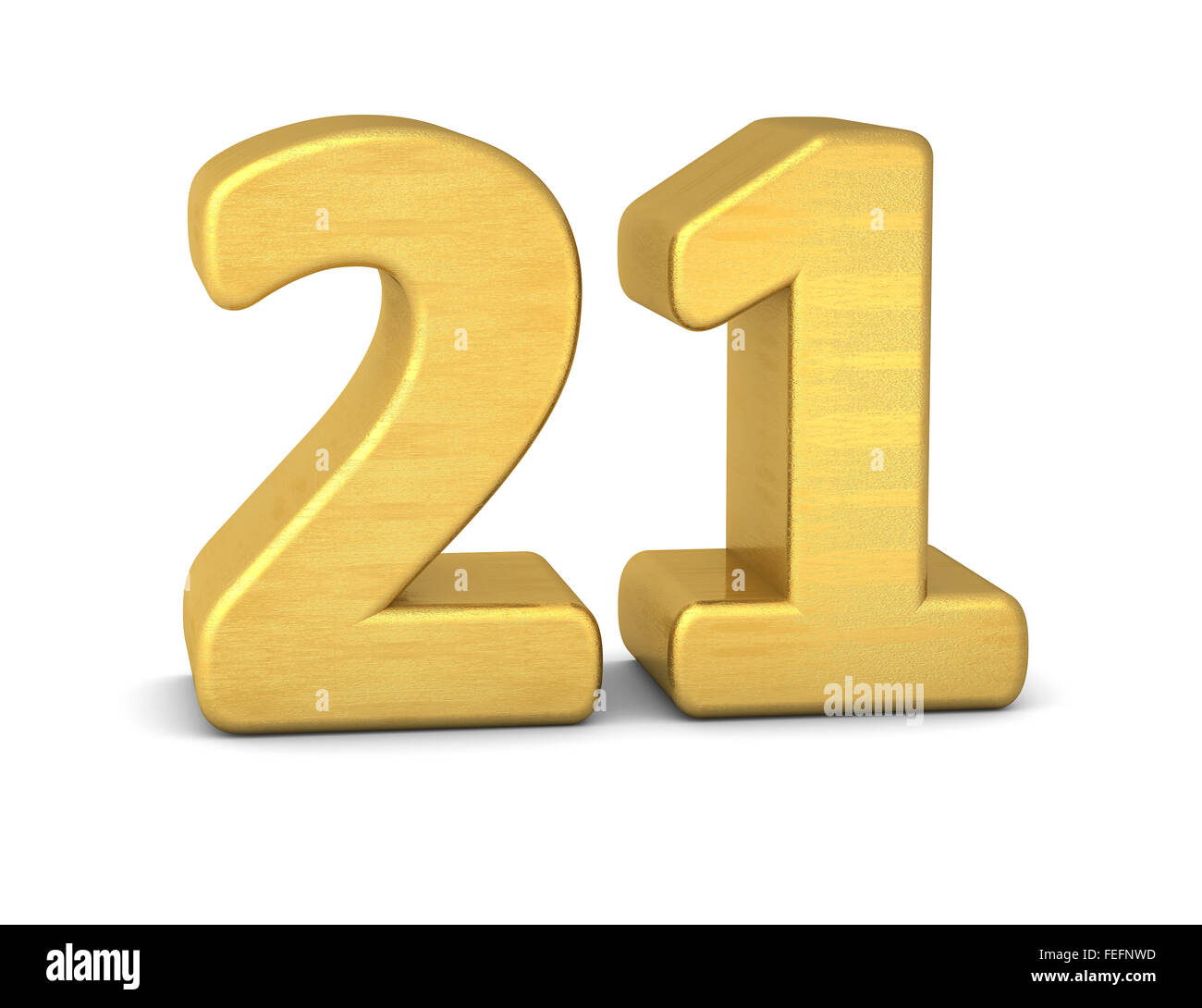 3d number 21 gold Stock Photo