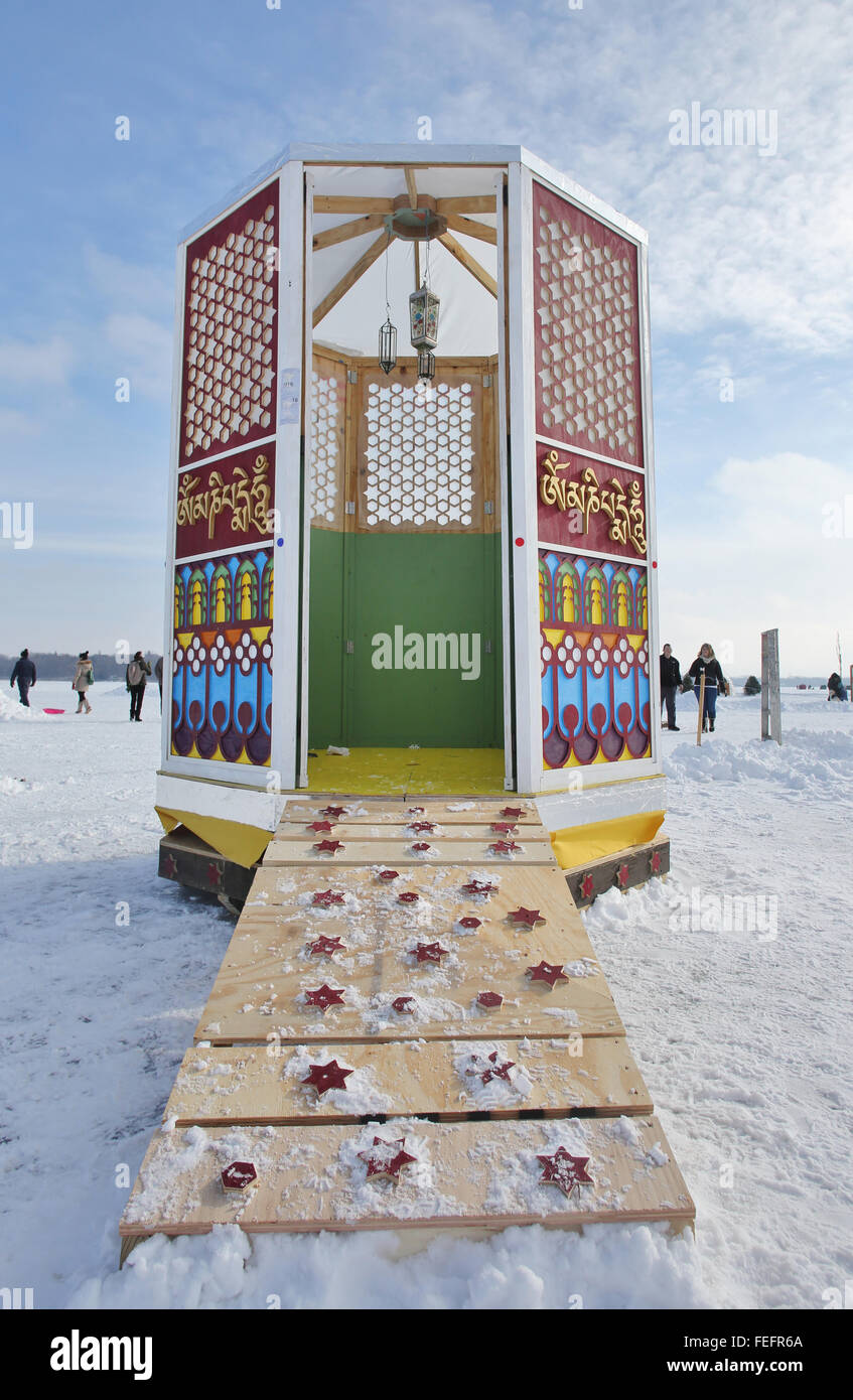 Minneapolis, Minnesota, USA. 06th Feb, 2016. The Shanti Shanty, one of