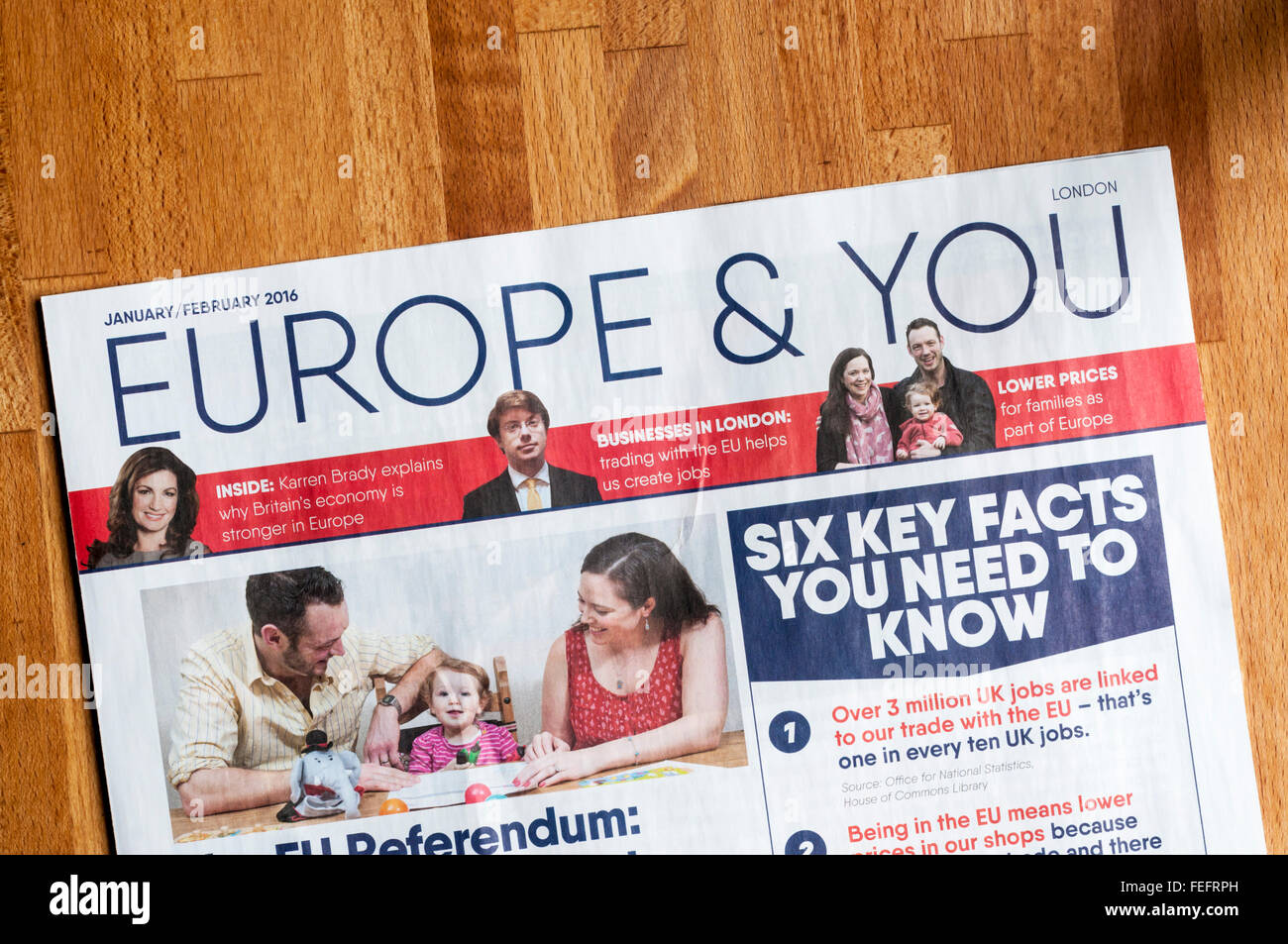A pro-European newspaper produced by Britain Stronger in Europe, campaigning for the UK to stay in the EU. Stock Photo
