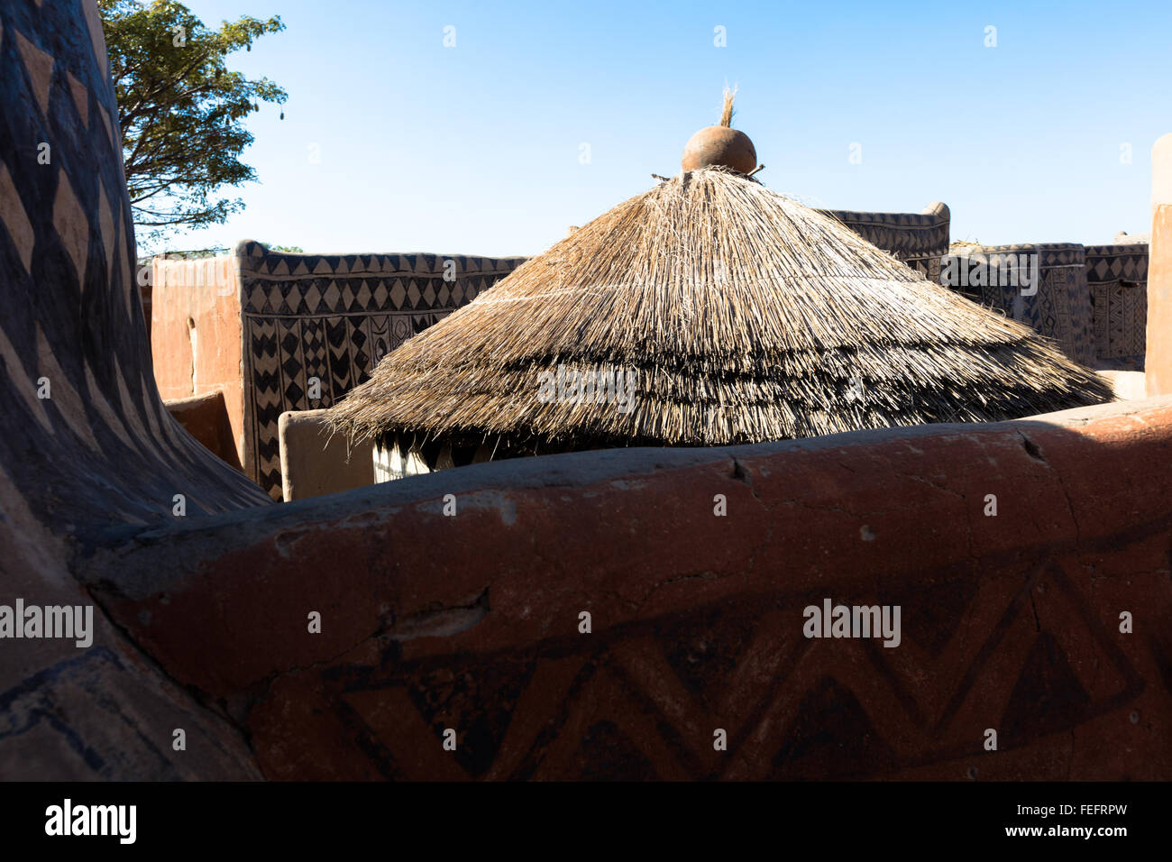 Tiebelè, the royal court made by painted kassena houses, Burkina Faso
