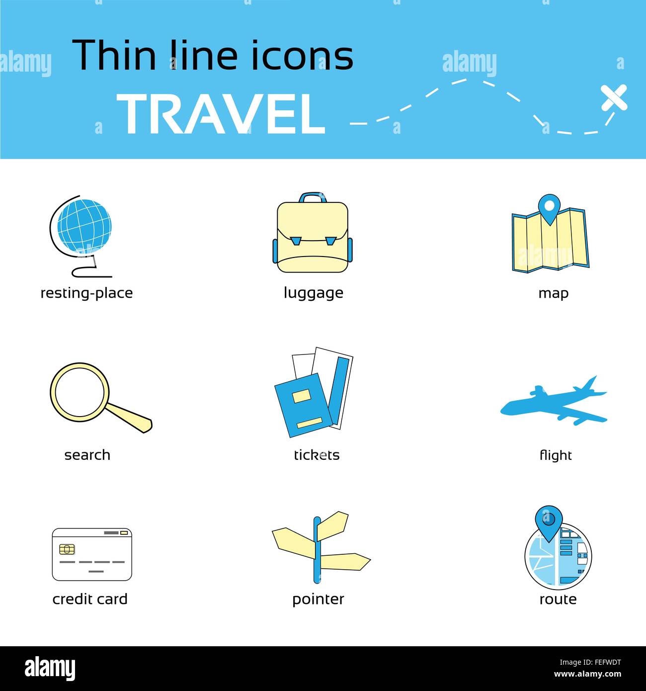 Travel Icons Thin Line Set Collection Stock Vector Image & Art - Alamy