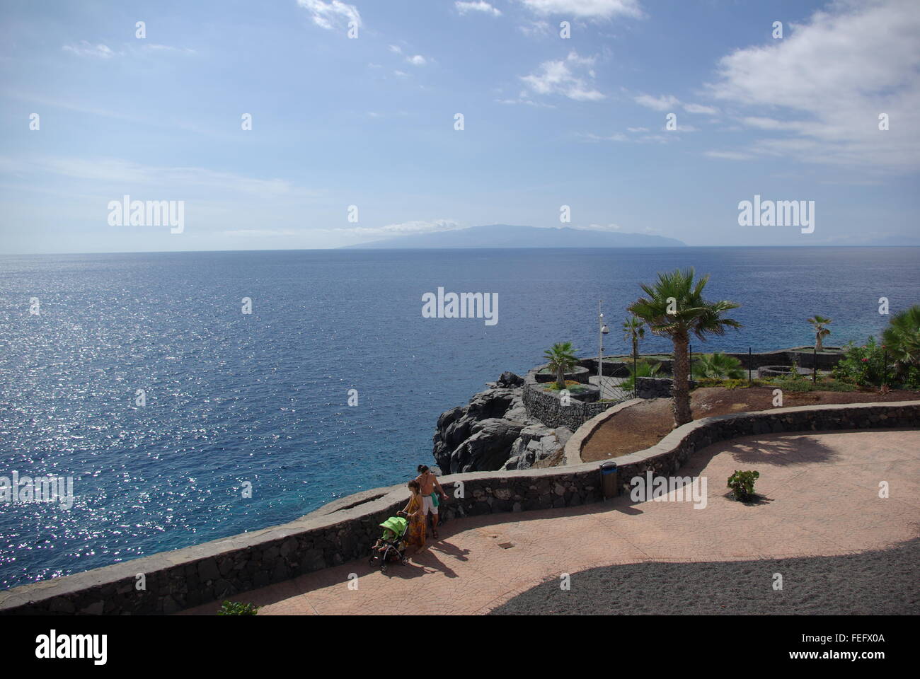 Island of La Gomera viewed from Callao Salvaje, Tenerife, Canary Islands, Spain in the Atlantic Ocean. Stock Photo