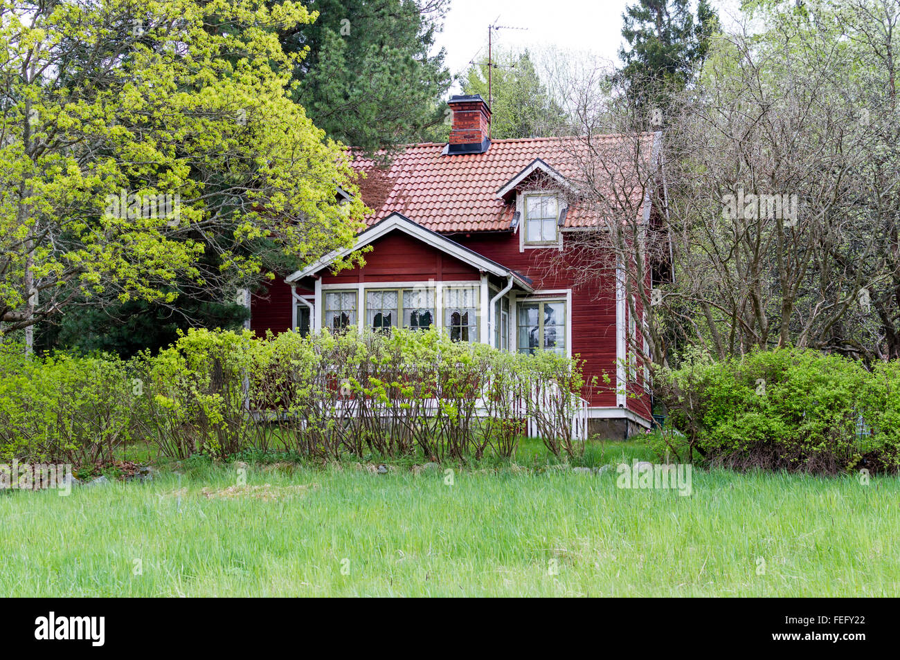 Garden red wooden house hires stock photography and images Alamy