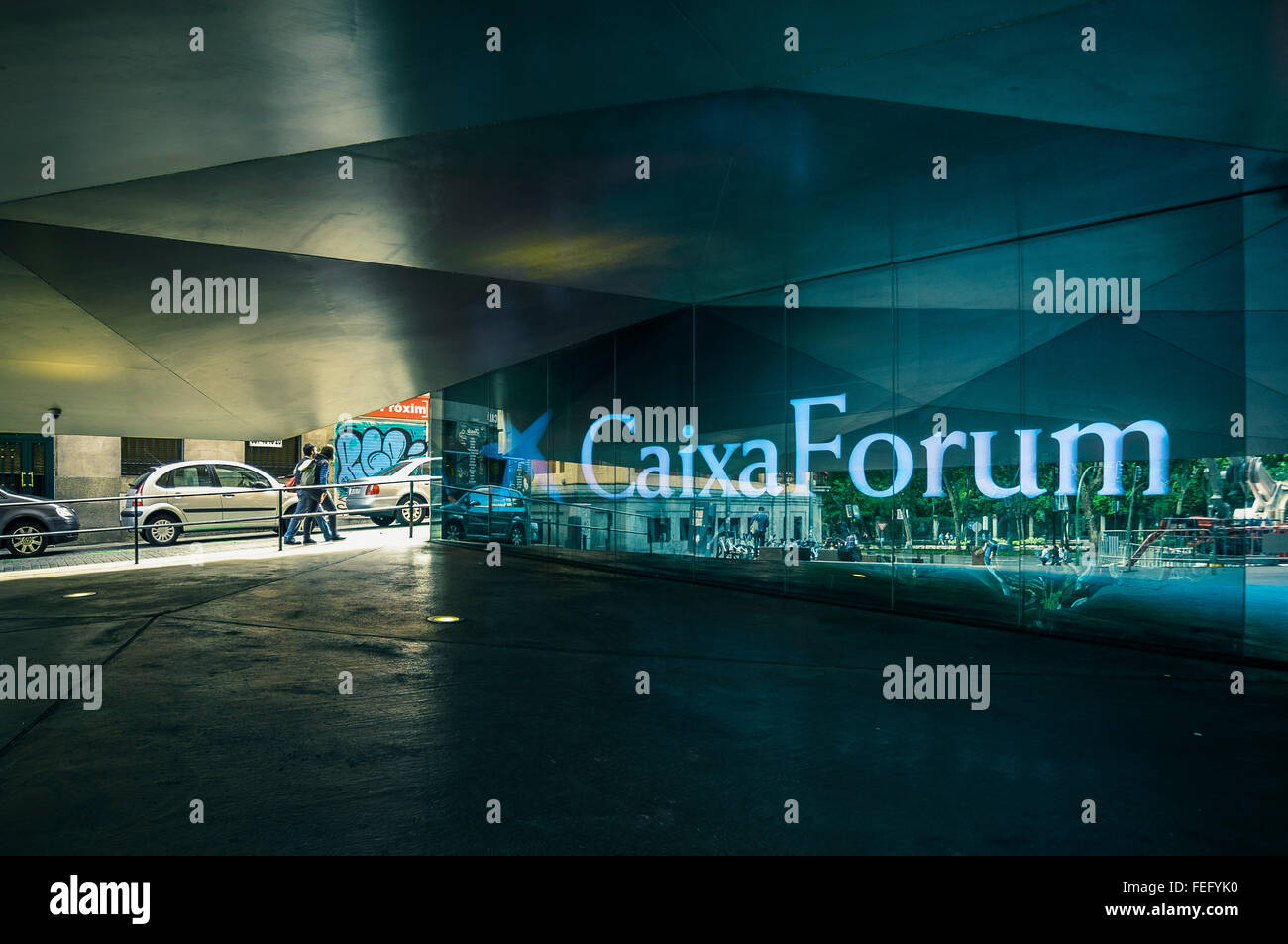 Entrance to the Caixa Forum Gallery and exhibition centre, Madrid, Spain Stock Photo