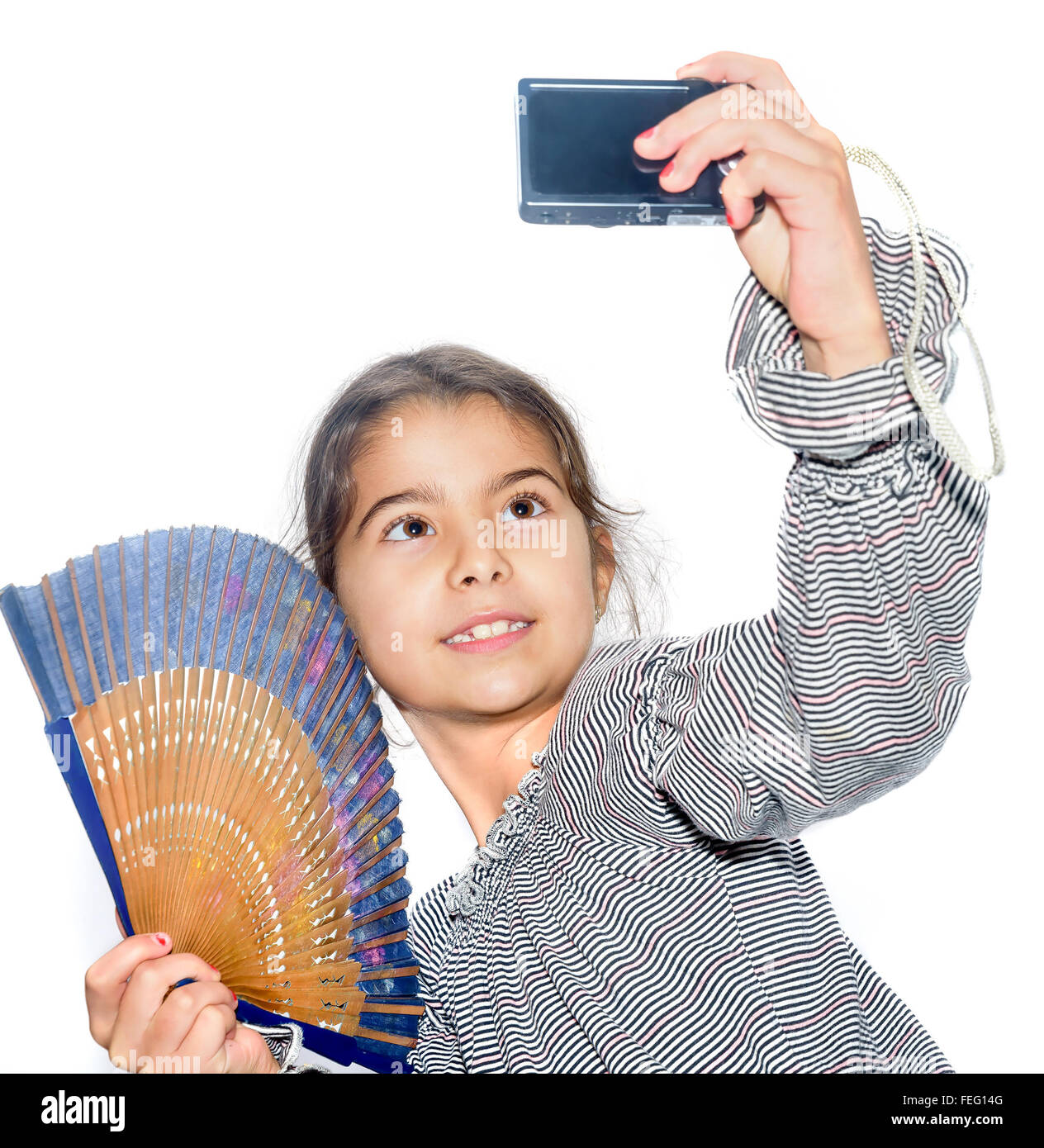 Cute little girl making selfie Stock Photo