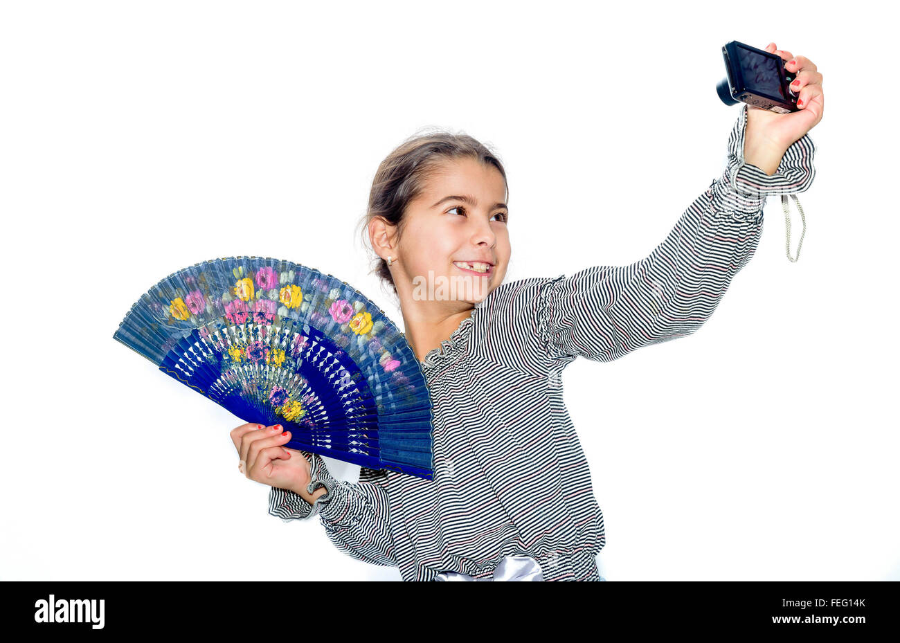 Cute little girl making selfie Stock Photo