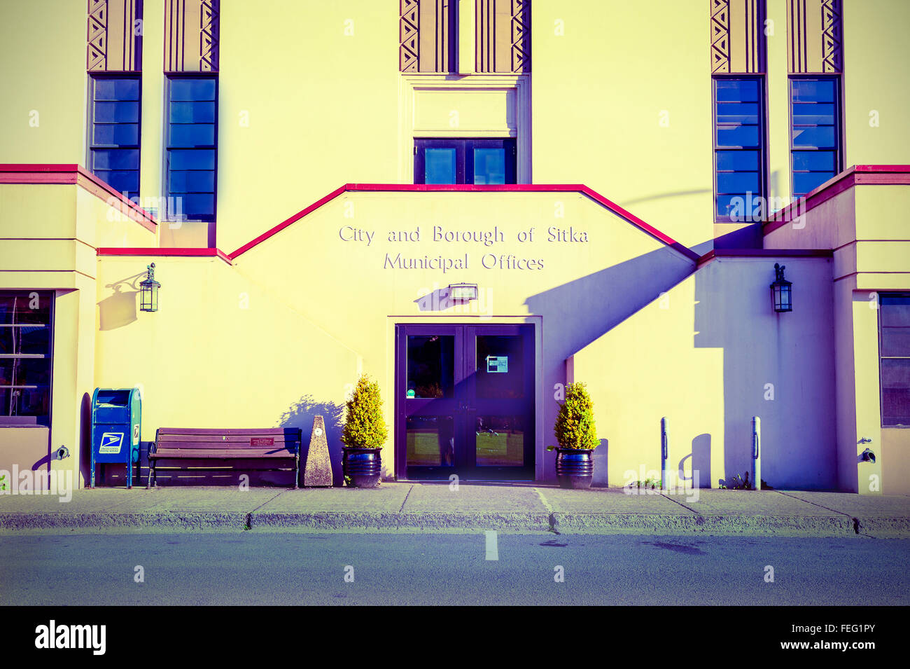 The old Sitka Post Office, now the City Hall in downtown Sitka, Alaska, USA. Photography by