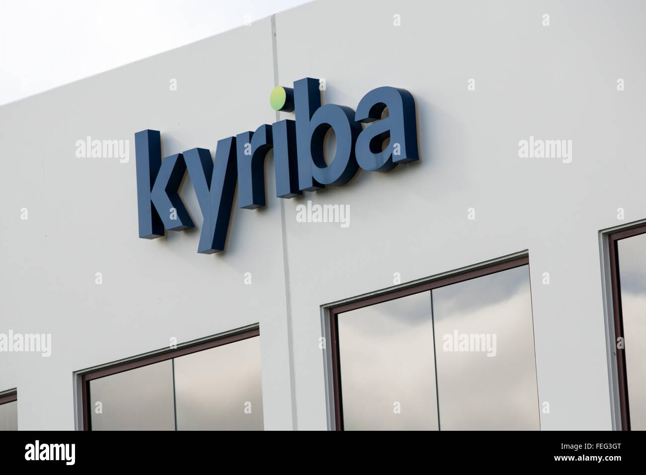 A logo sign outside of the headquarters of Kyriba in San Diego, California on January 30, 2016. Stock Photo