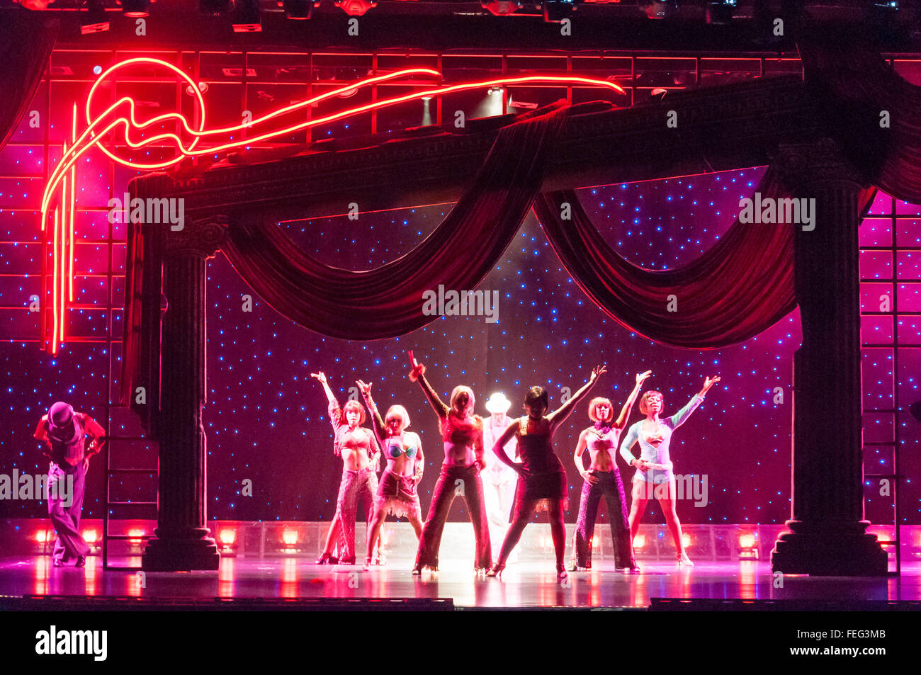 Showtime in Pacifica Theatre, Royal Caribbean's Brilliance of the Seas cruise ship, North Sea, Europe Stock Photo