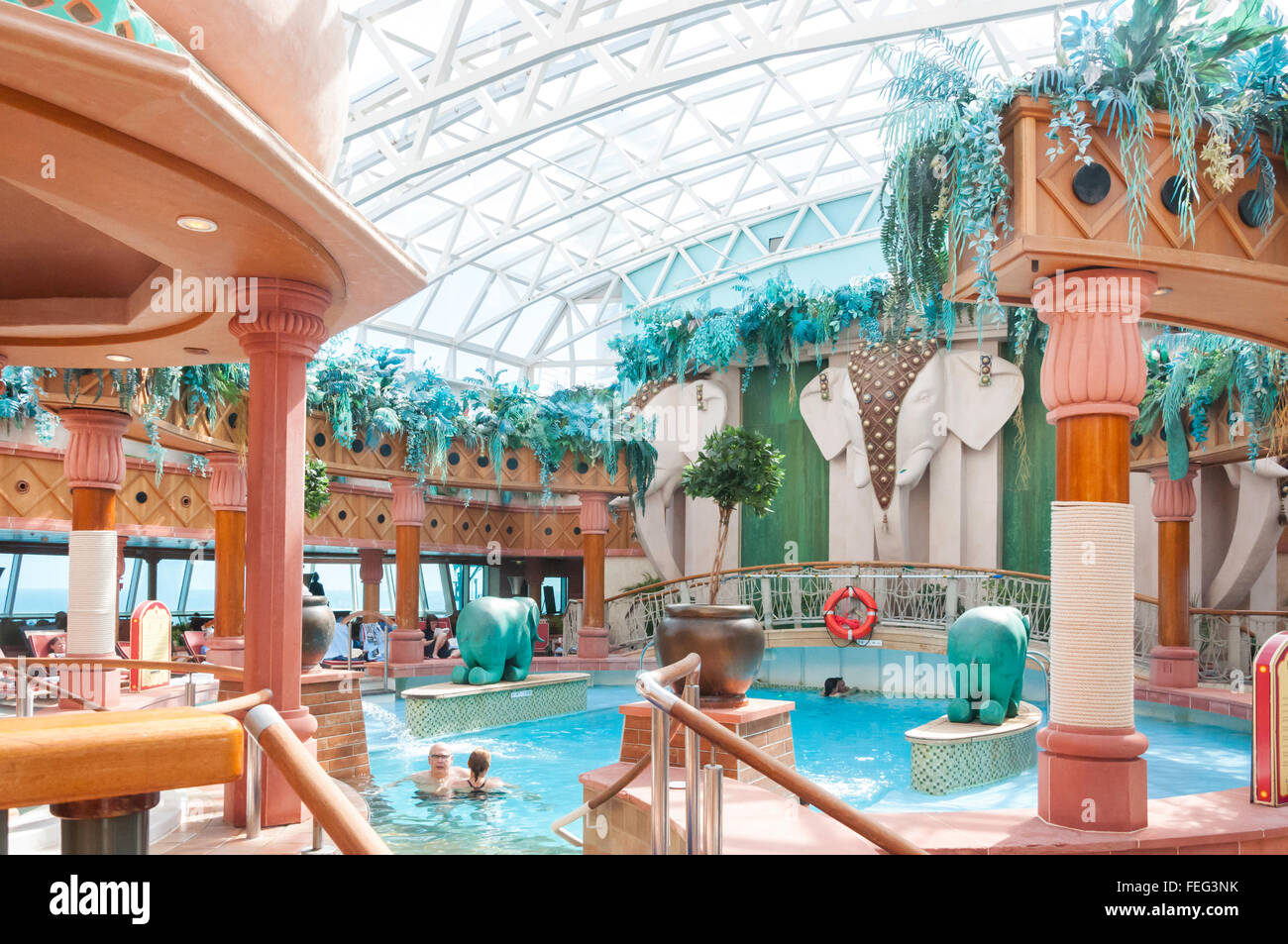 Solarium pool on Royal Caribbean's Brilliance of the Seas cruise ship, North Sea, Europe Stock Photo