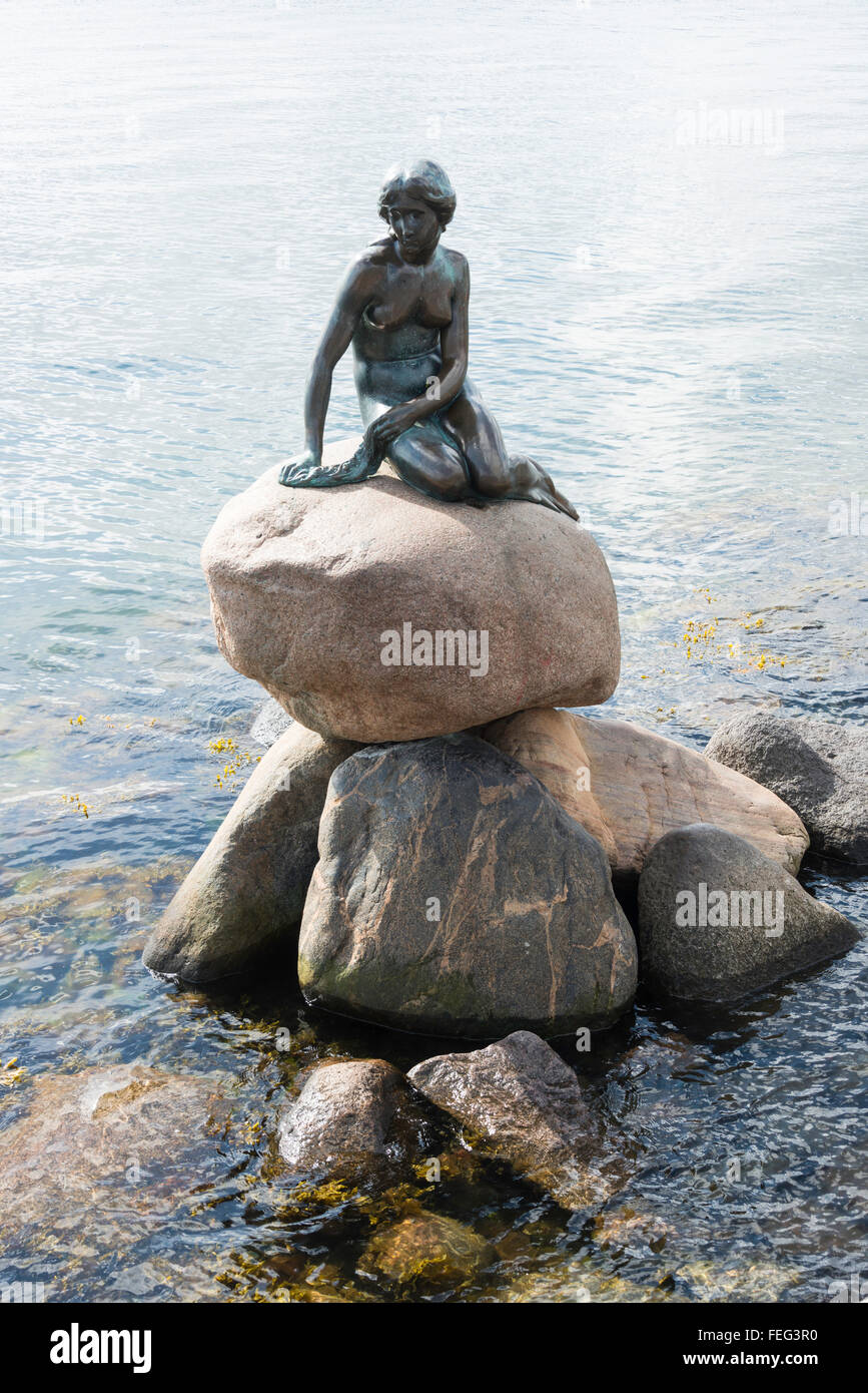 The Little Mermaid (Den Lille Havfrue) statue, Langelinie, Copenhagen (Kobenhavn), Kingdom of Denmark Stock Photo