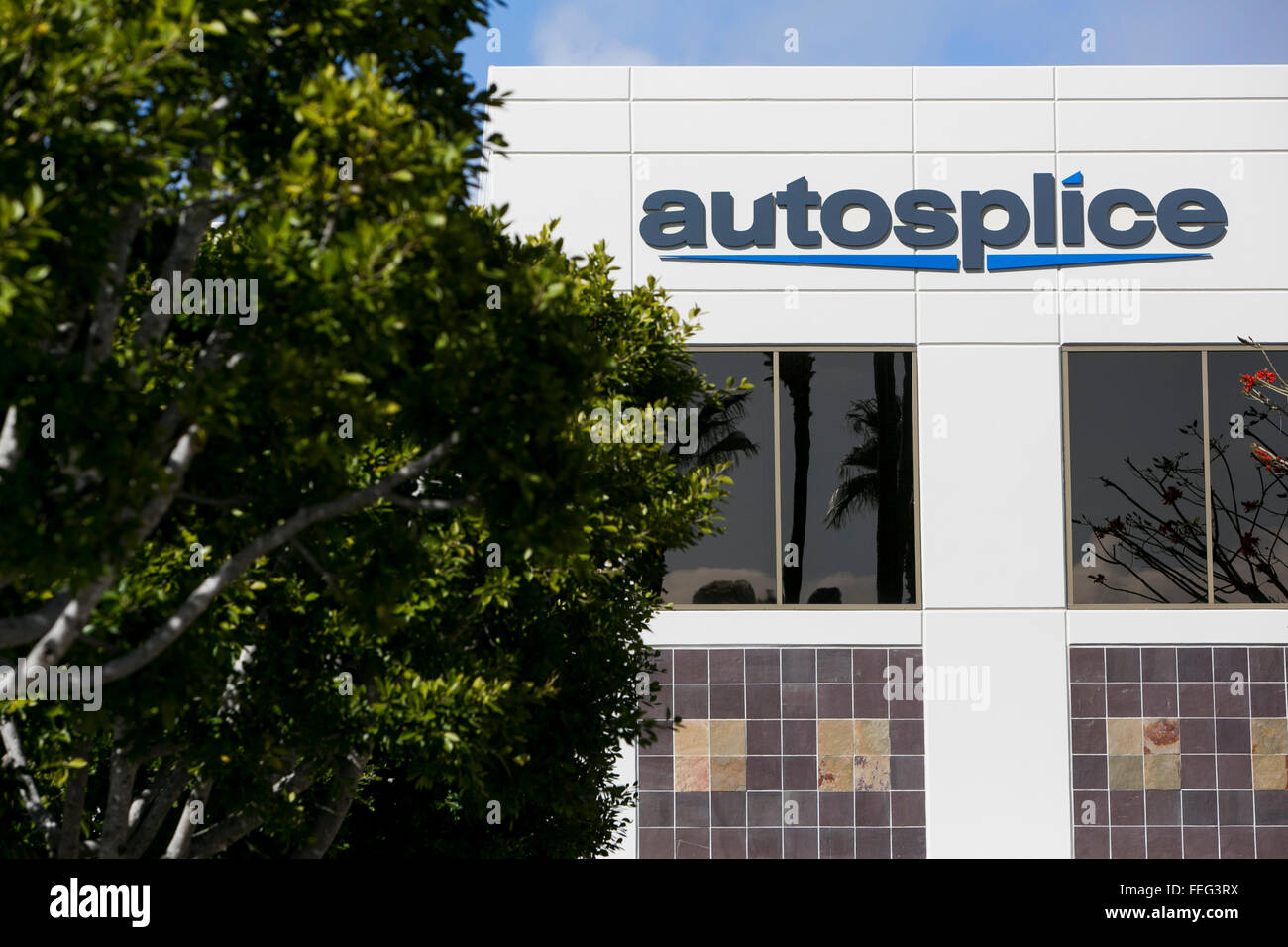 A logo sign outside of the headquarters of Autosplice, Inc., in San Diego, California on January 30, 2016. Stock Photo