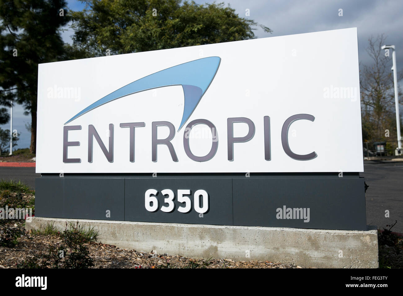 A logo sign outside of a facility occupied by Entropic Communications in San Diego, California on January 30, 2016. Stock Photo
