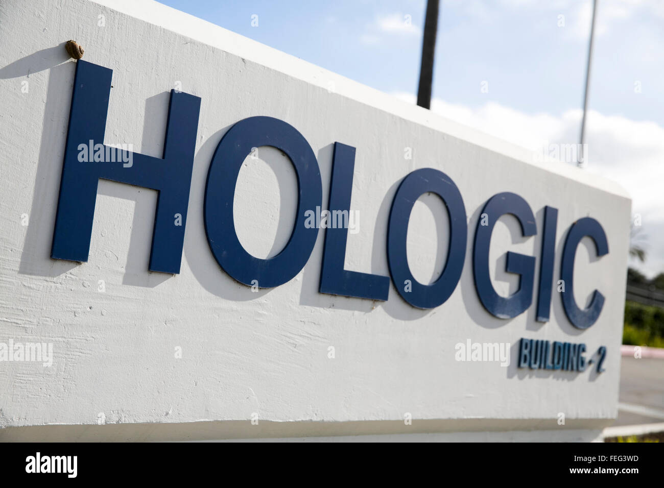 A logo sign outside of a facility occupied by the Hologic Corporation