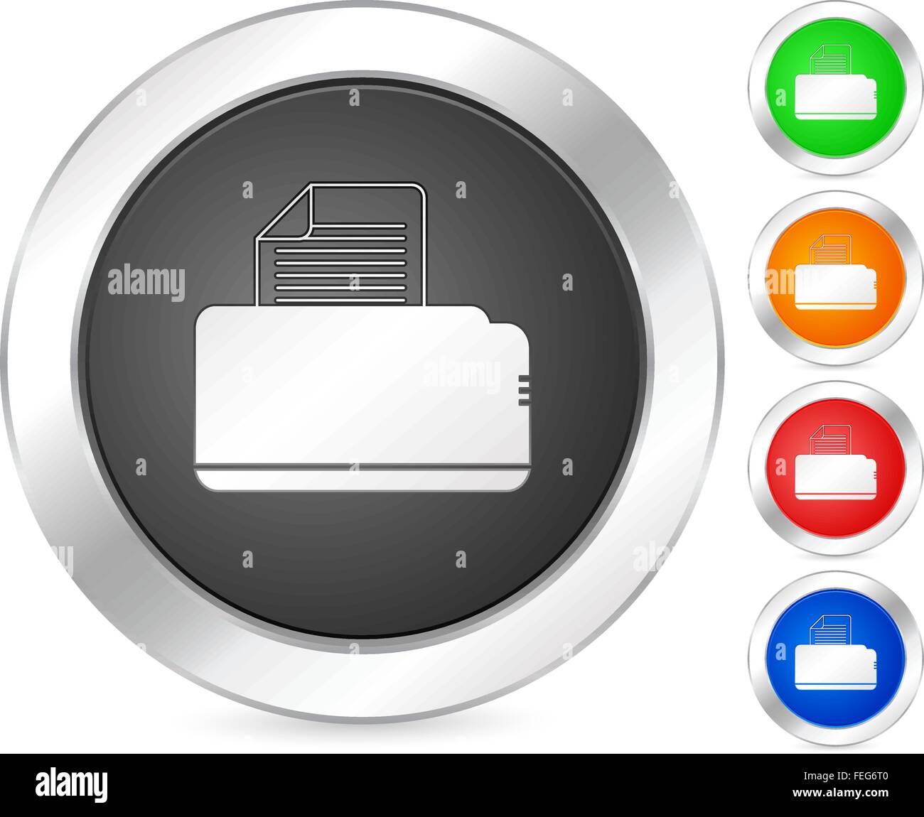 computer icon printer set isolated on a white background. Vector ...