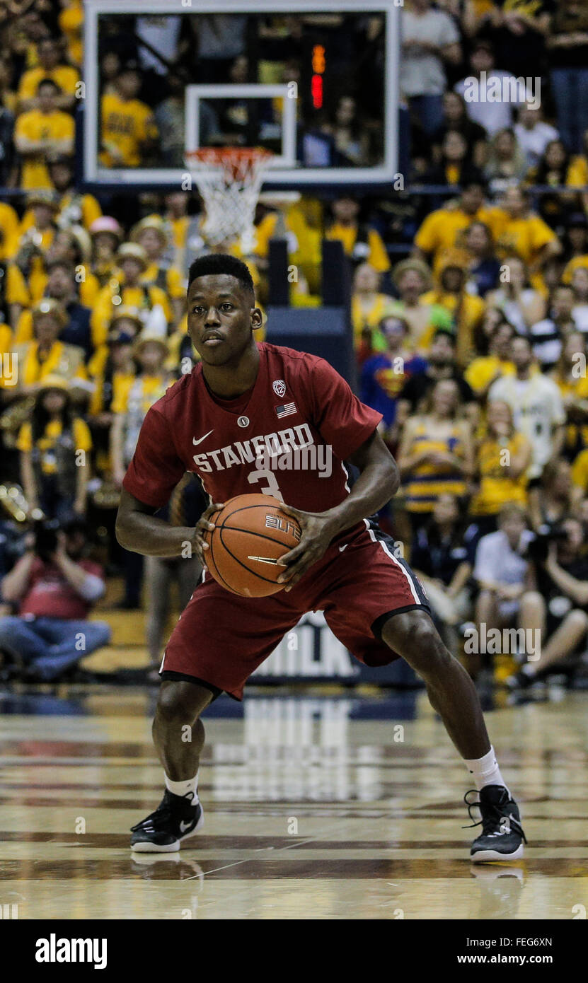 Berkeley USA CA. 06th Feb, 2016. Stanford G # 3 Malcolm Allen scored 8 points 5 rebounds and 1 assist during NCAA Men's Basketball game between Stanford Cardinal and California Golden Bears 61-76 lost at Hass Pavilion Berkeley Calif. Thurman James/CSM/Alamy Live News Stock Photo