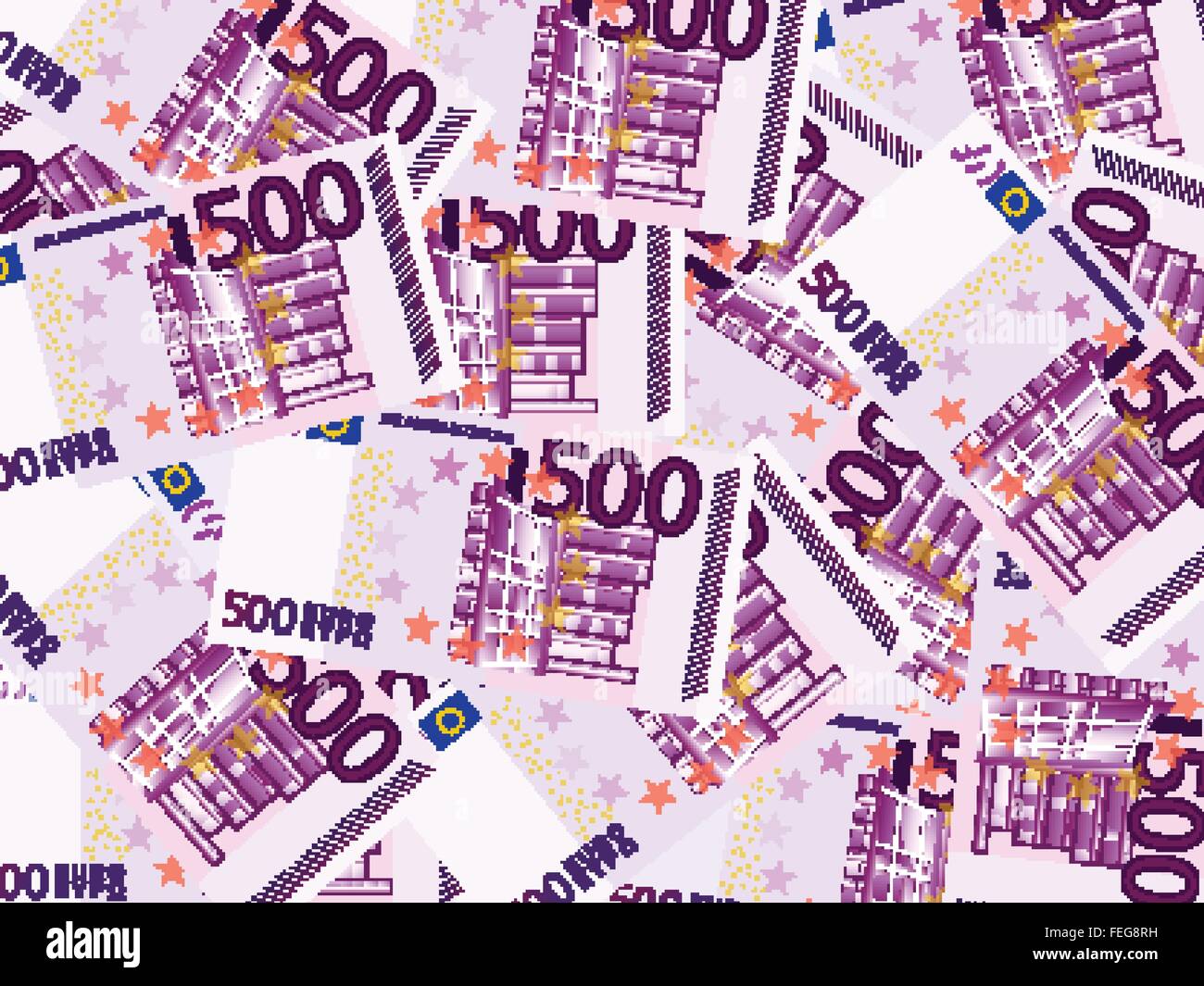 Background from a five hundred euro banknotes. Vector illustration. Stock Vector