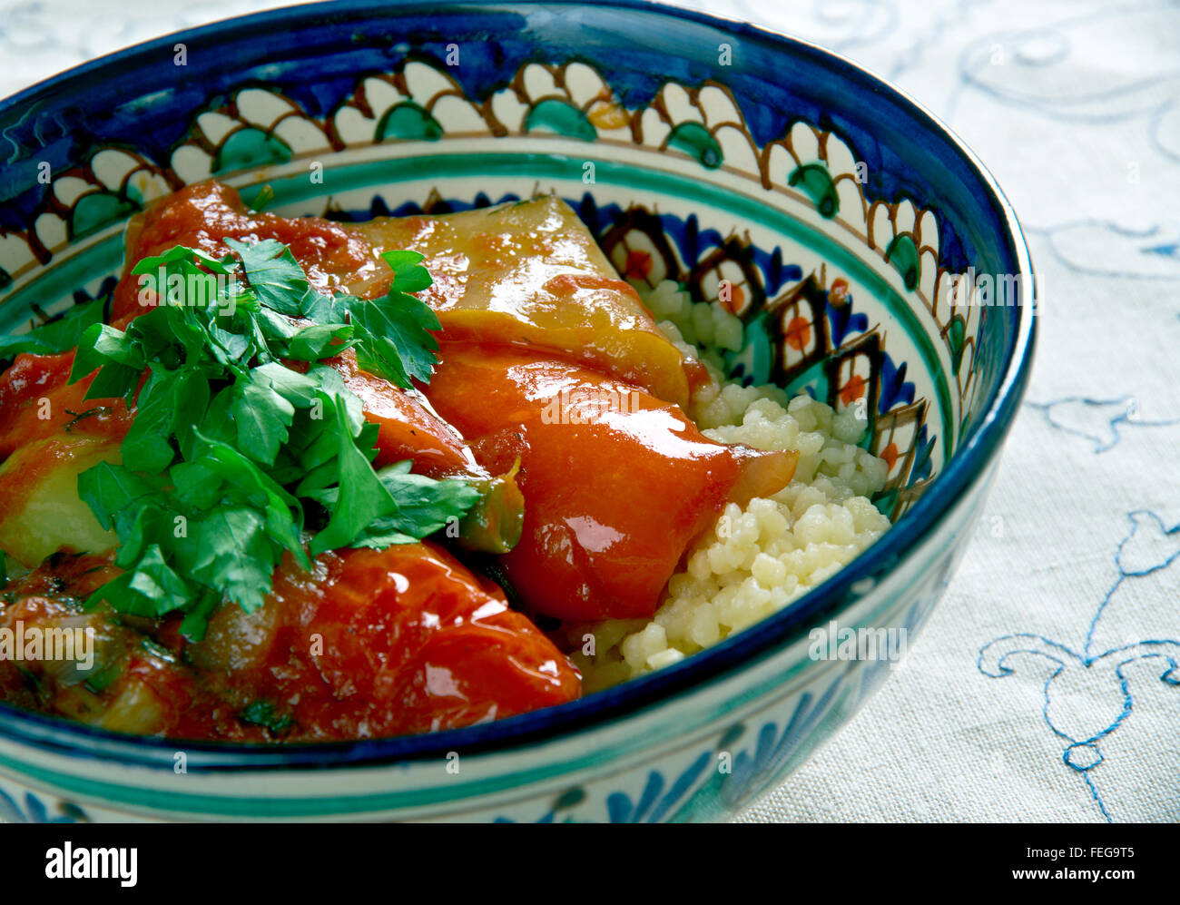 Mediterranean Vegetables CousCous. Maghreb dish Stock Photo