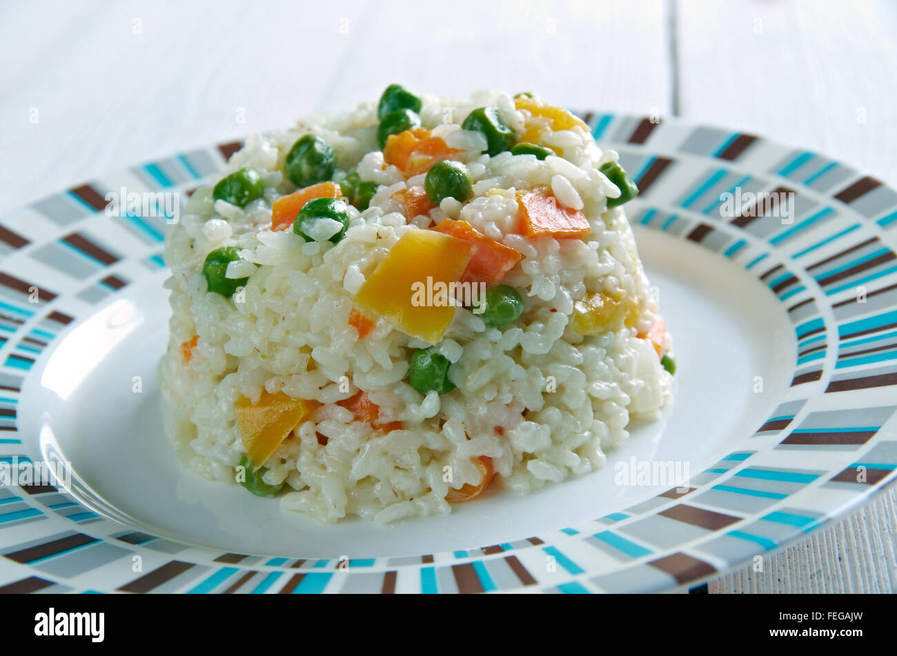 Risotto Tricolore - Italian risotto with yellow bell pepper, green ...
