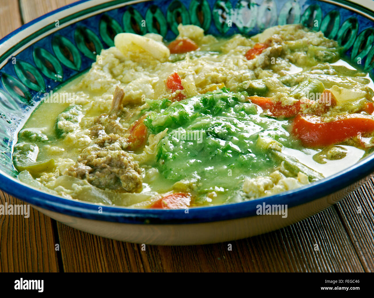 Fahsa Yemeni stew. It is made of lamb with lamb broth. Spices and holba