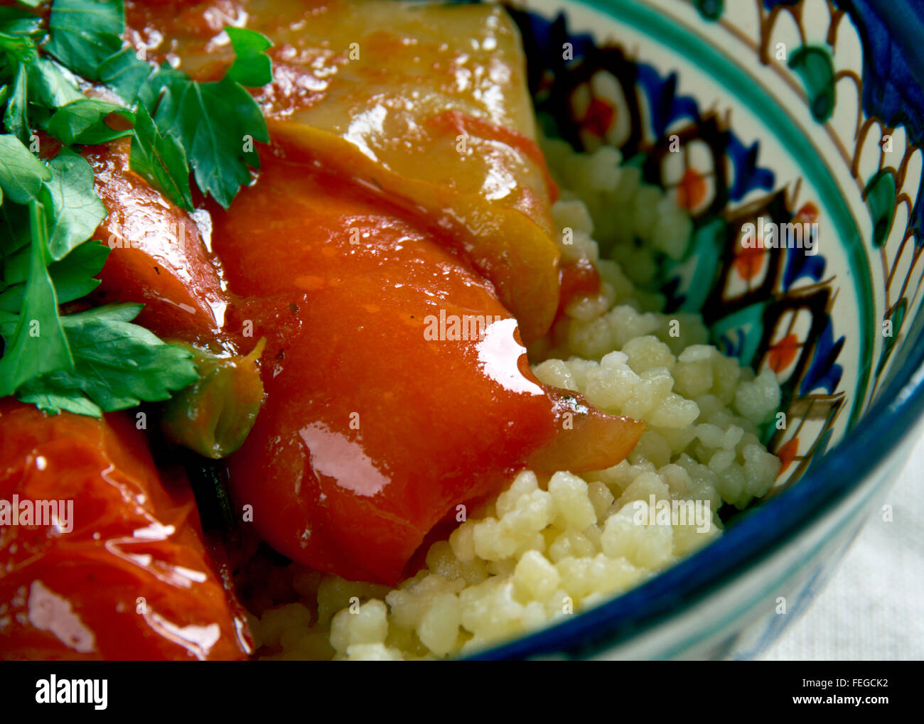 Mediterranean Vegetables CousCous. Maghreb dish Stock Photo