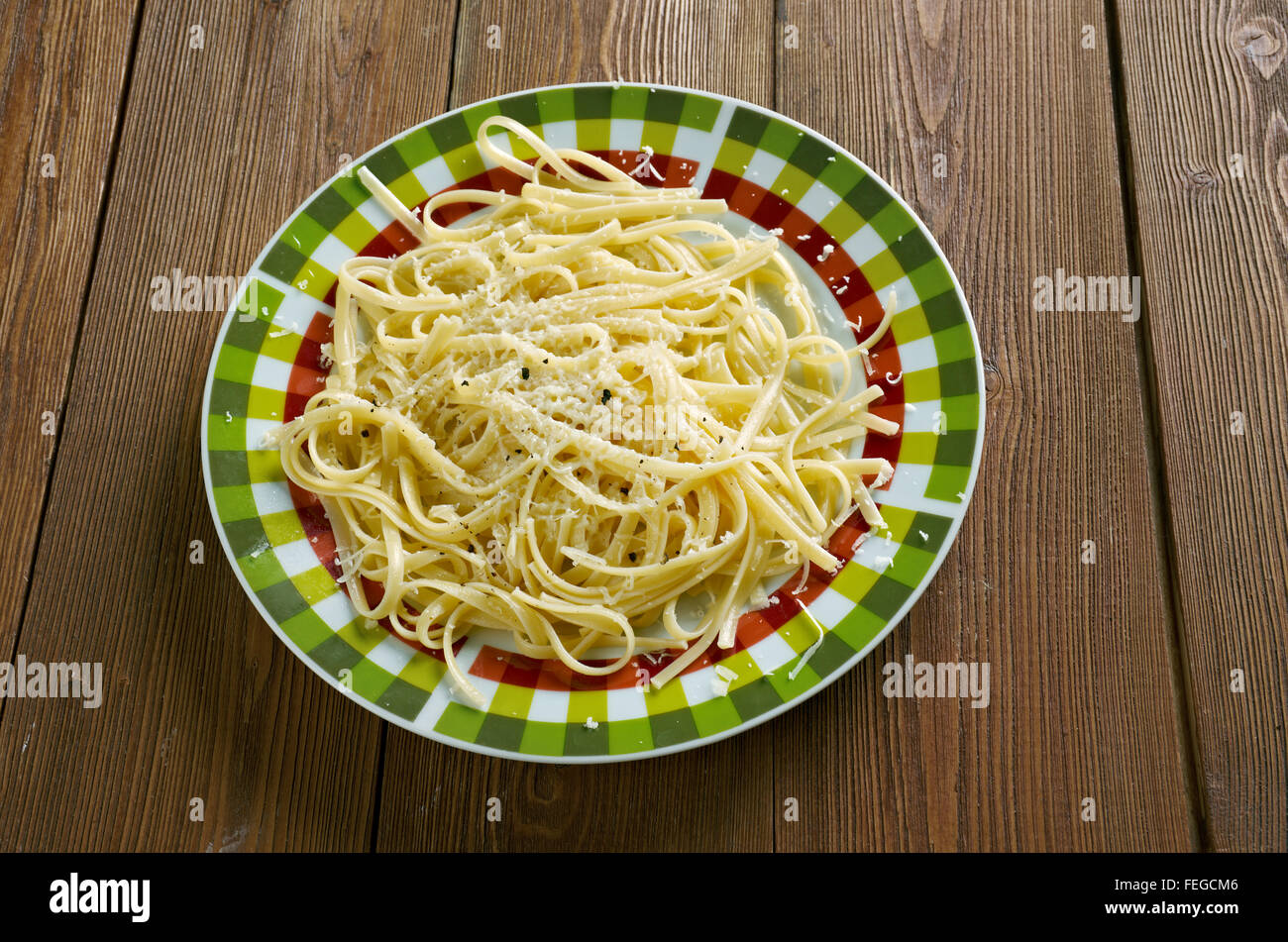 Cacio e pepe. Roman pasta dish.cheese and pepper in several central
