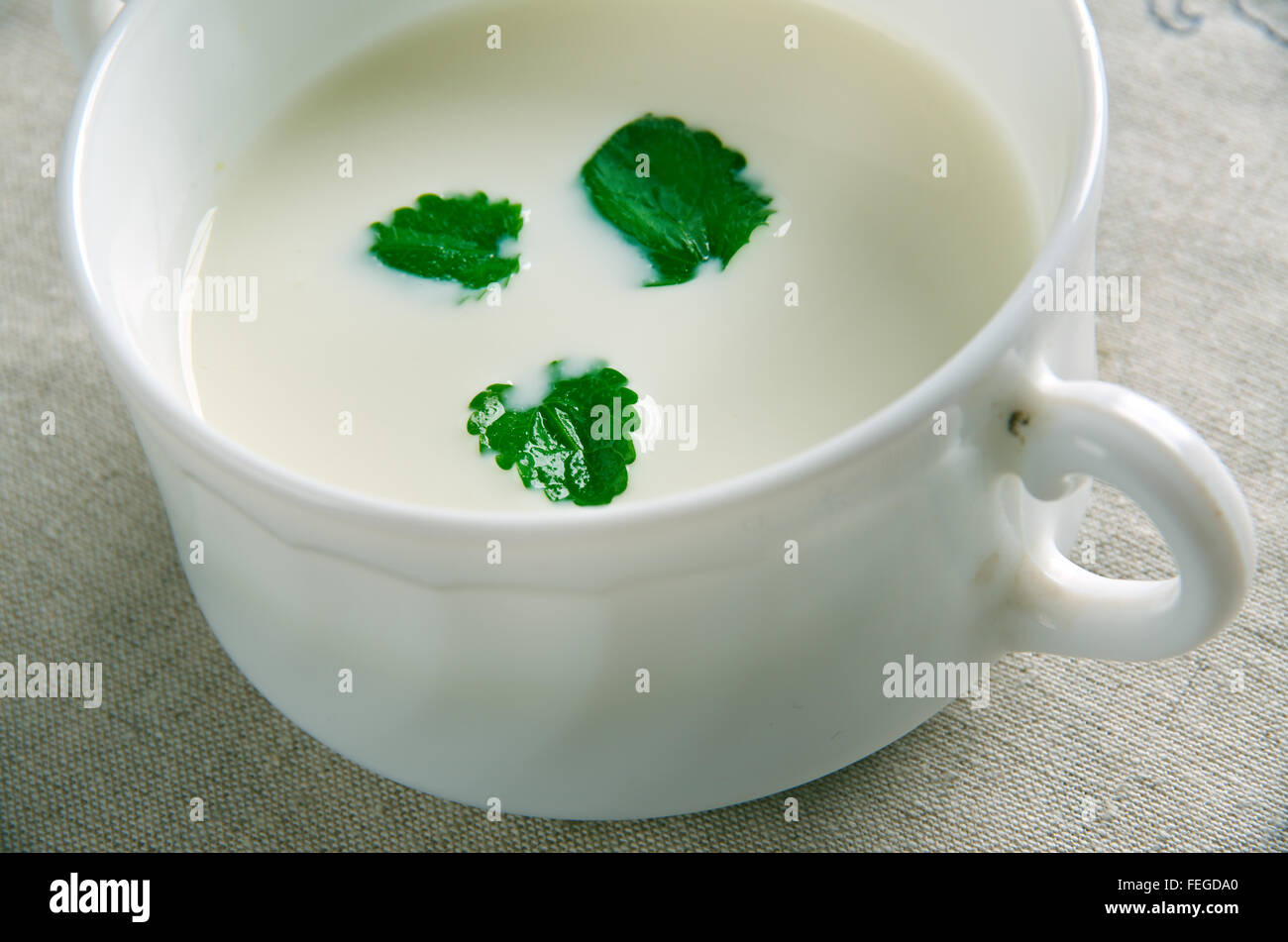 Minty Garlicky Yogurt Sauce.Kyrgyzstan. middle Asia Stock Photo Alamy