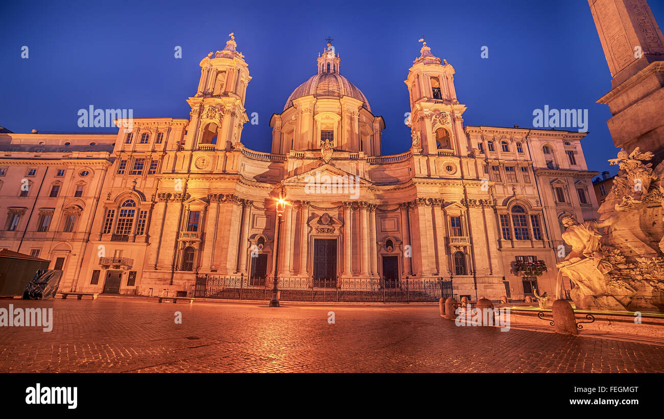 Rome, Italy: Piazza Navona, Sant'Agnese in Agone Church Stock Photo