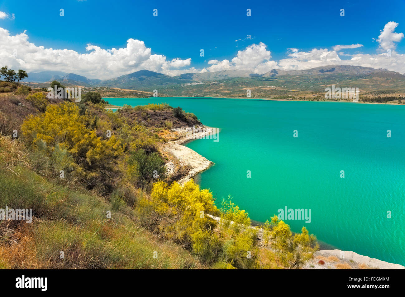 Lake Vinuela at a sunny day, Andalusia, Spain Stock Photo