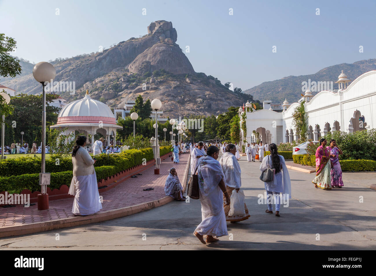The grounds of the Brama Kumaris Ashram in Mount Abu Road, Rajasthan, India Stock Photo