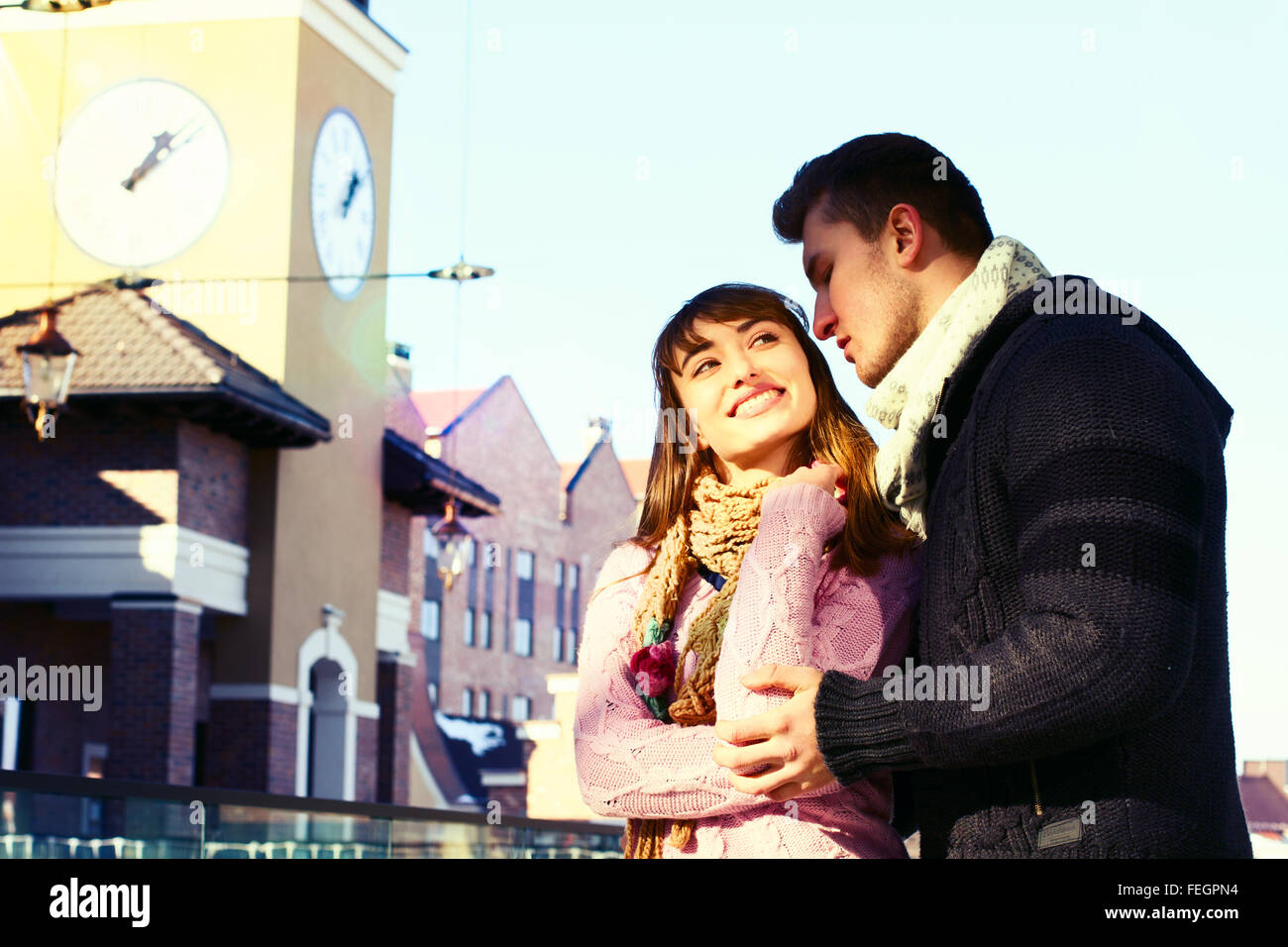 Beautiful Young Couple in Love on nature Stock Photo - Alamy