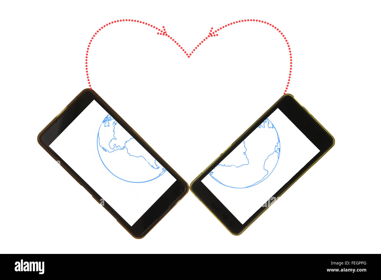 Communication between two mobile phones Stock Photo Alamy