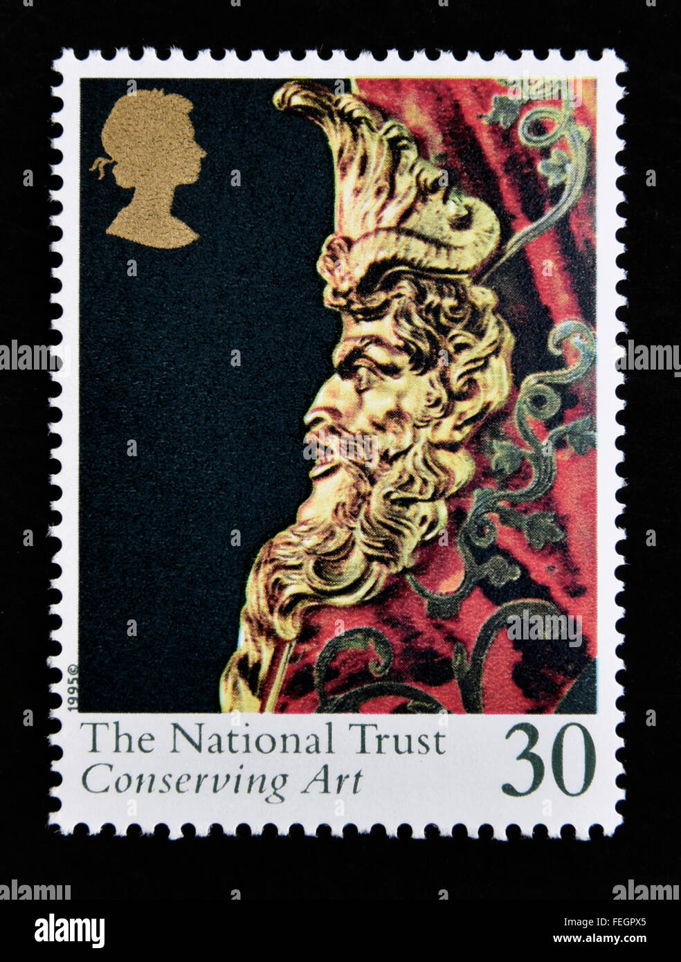 Postage stamp. Great Britain. Queen Elizabeth II. 1995. Centenary of the National Trust. 1895-1995. 30p. Stock Photo