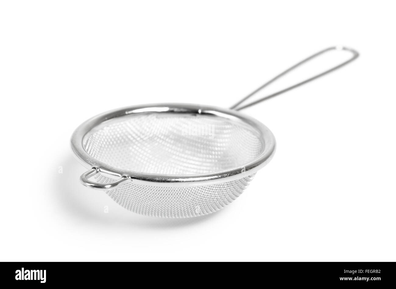 Tea strainer (small sieve) with handle. Isolated with clipping path