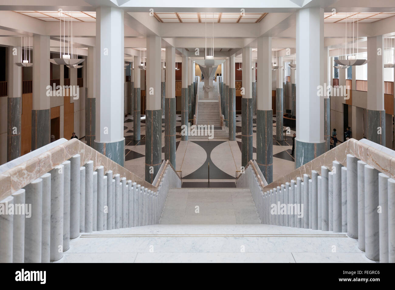 Marble Staircase in the foyer of Federal Australian Parliament House on ...