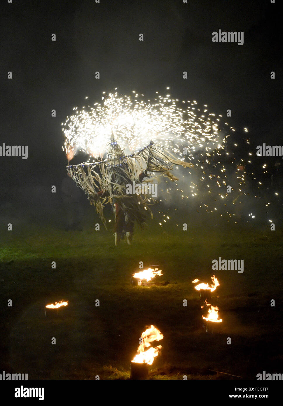 Marsden Imbolc Fire Festival. The festival celebrates the end of winter and coming of spring. Stock Photo