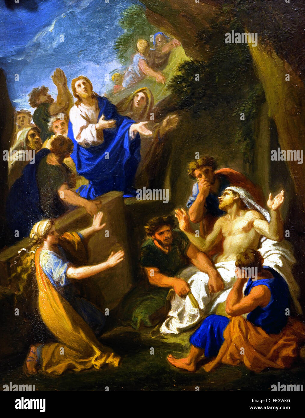 La Résurrection de Lazare - The Resurrection of Lazarus by Francois Verdier 1651-1730 Stock Photo