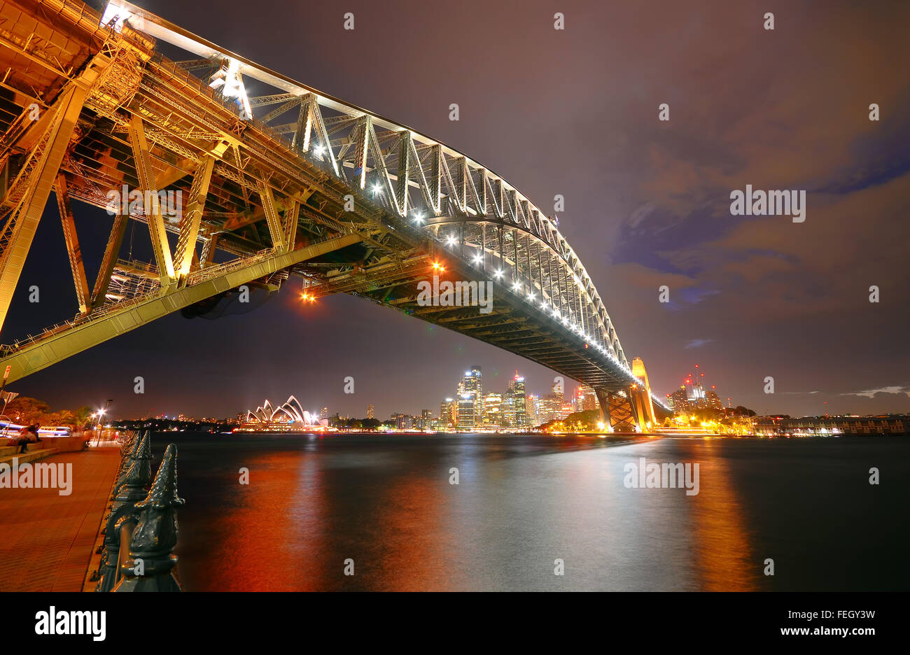 Sydney Skyline and Harbor Bridge at night Stock Photo - Alamy