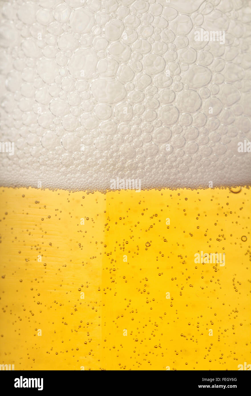 Close up of beer pearls, adding up to froth Stock Photo