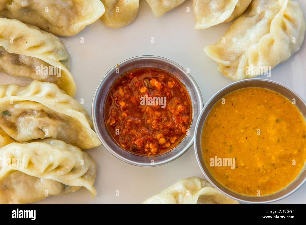 Plate of traditional momos Stock Photo Alamy