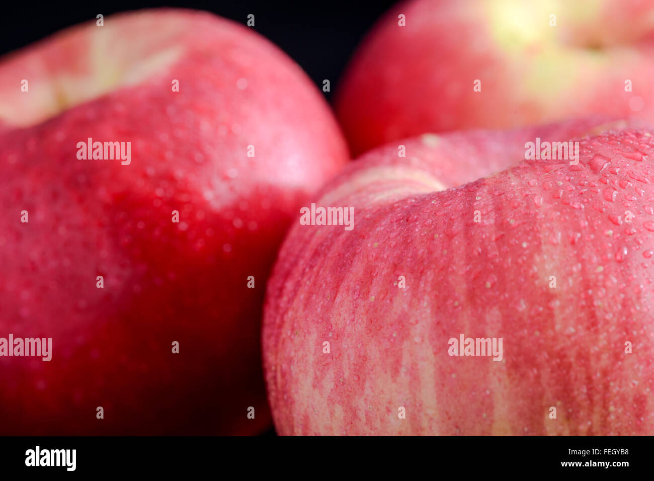 Red apples with droplets Stock Photo