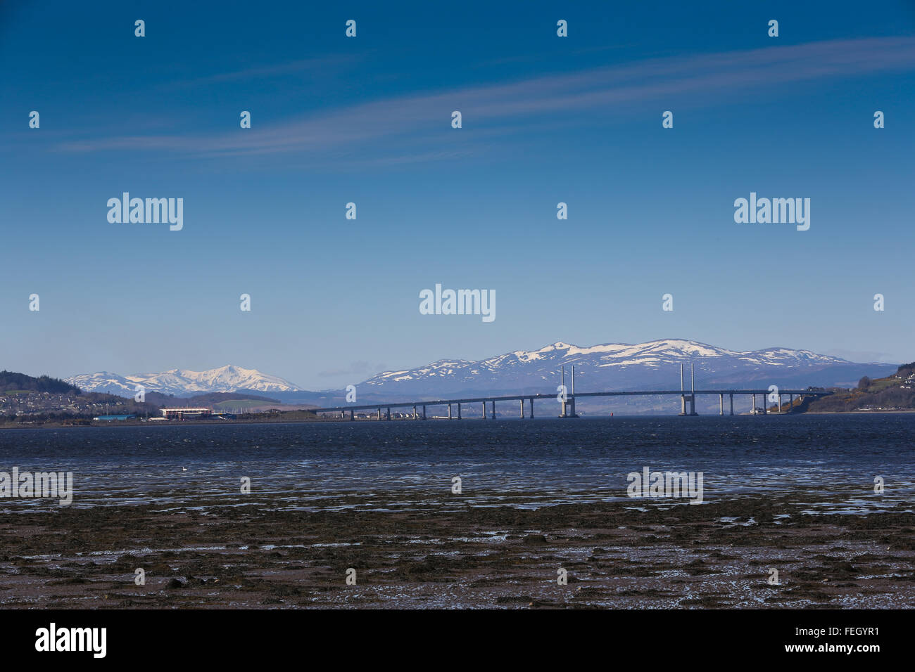 Kessock Bridge which connects the city of Inverness with the Black Isle across the Beauly Firth in the Highlands of Scotland, UK Stock Photo