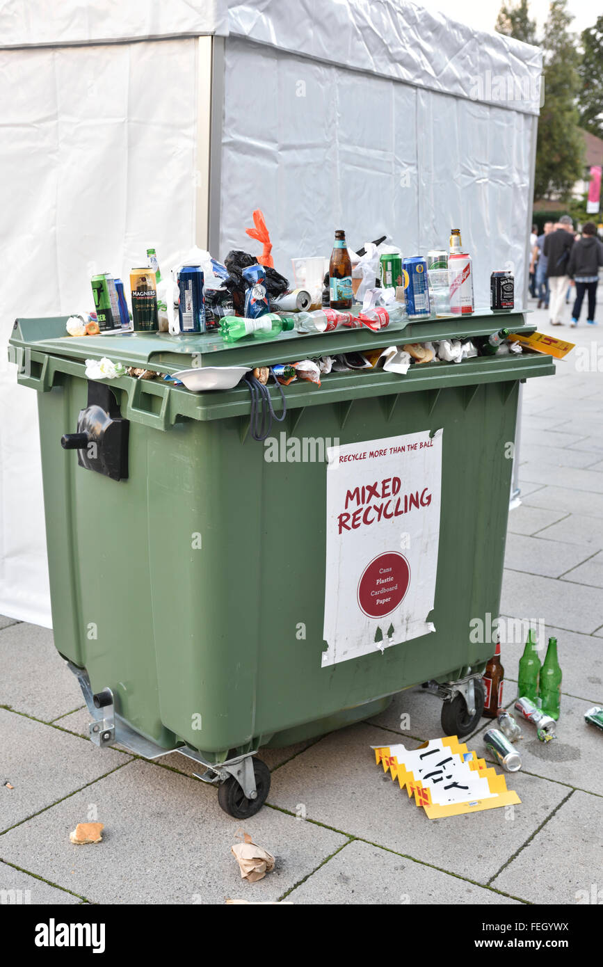 rubbish bottles bags litter on the streets of Twickenham after the