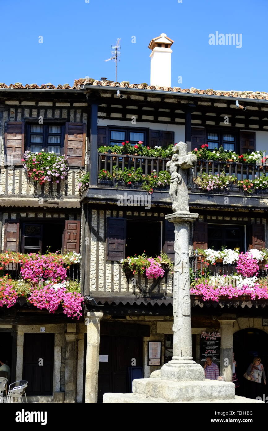 Main Square, Plaza Mayor, La Alberca, Salamanca Province, Castile e Leon. Spain Stock Photo