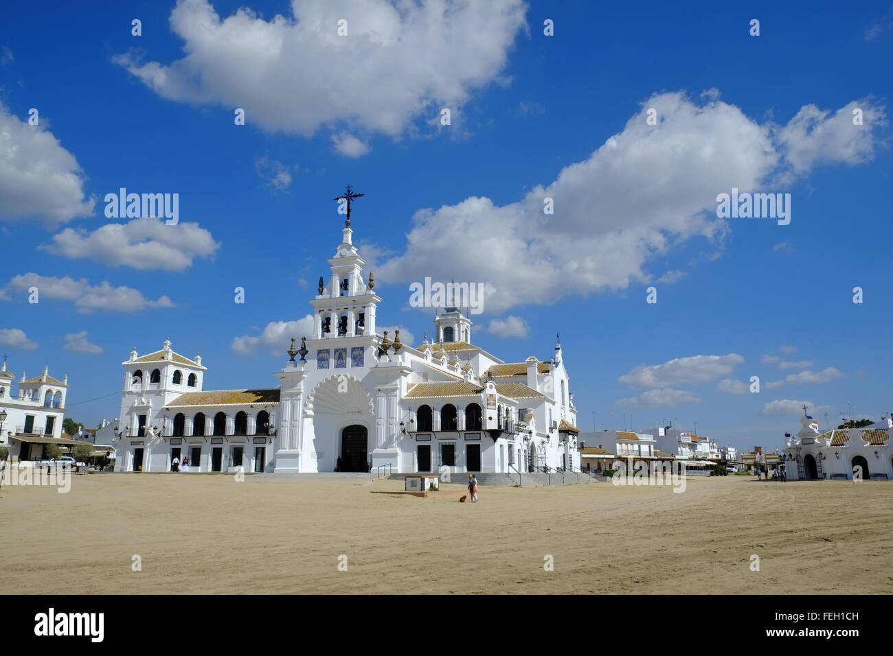 The Hermitage of El Rocío. El Rocio, Almonte, Province of Huelva, Andalusia, Spain Stock Photo