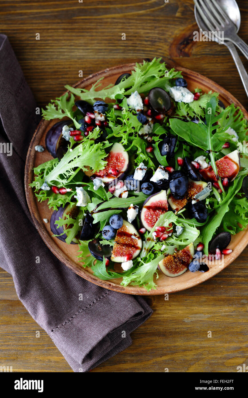 fruits salad with blue cheese, food Stock Photo Alamy