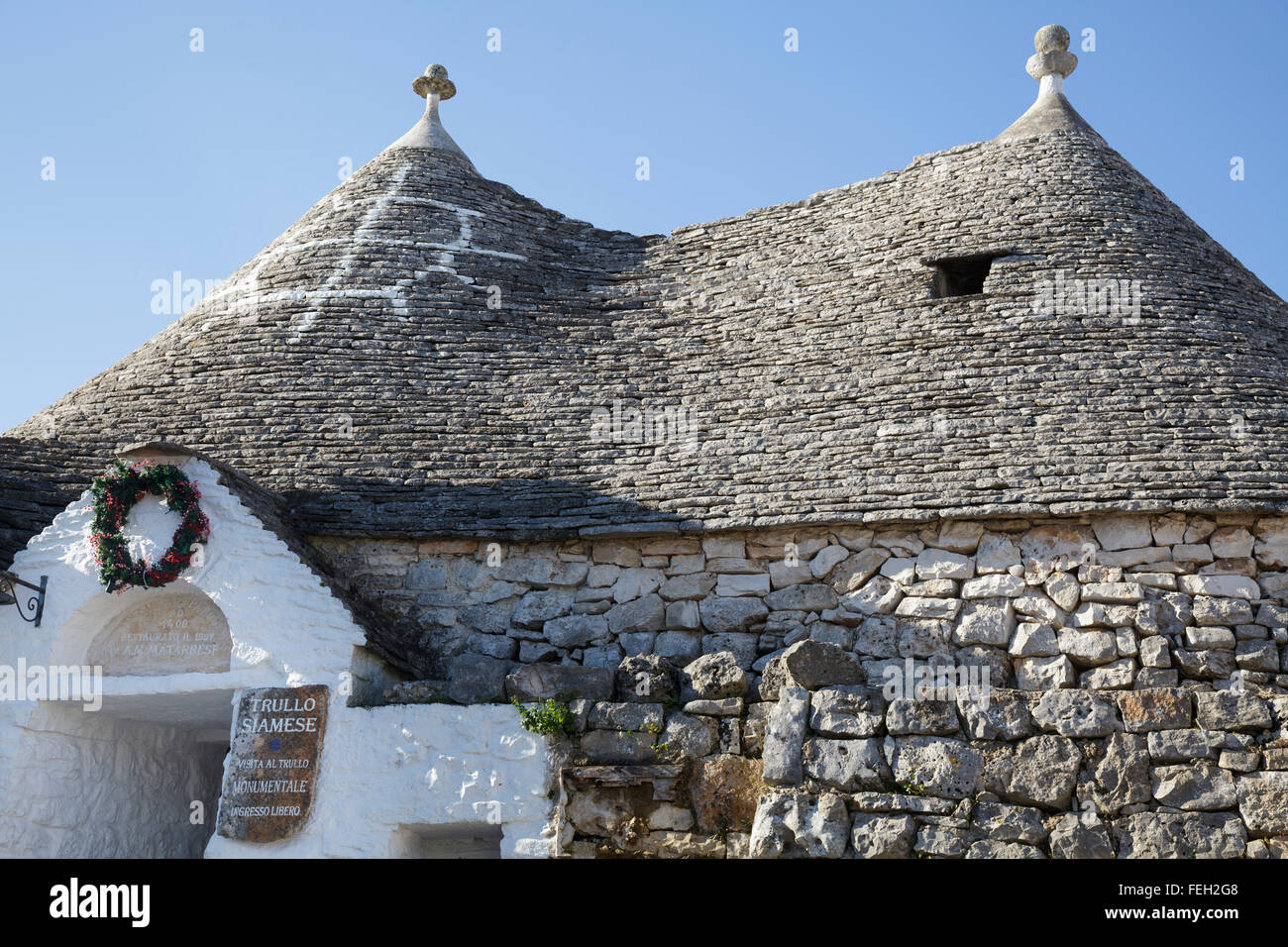 Trullo Siamese, Alberobello, Puglia, Italy Stock Photo